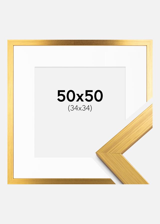 Ramme Gold Wood 50x50 cm - Passepartout Hvid 35x35 cm
