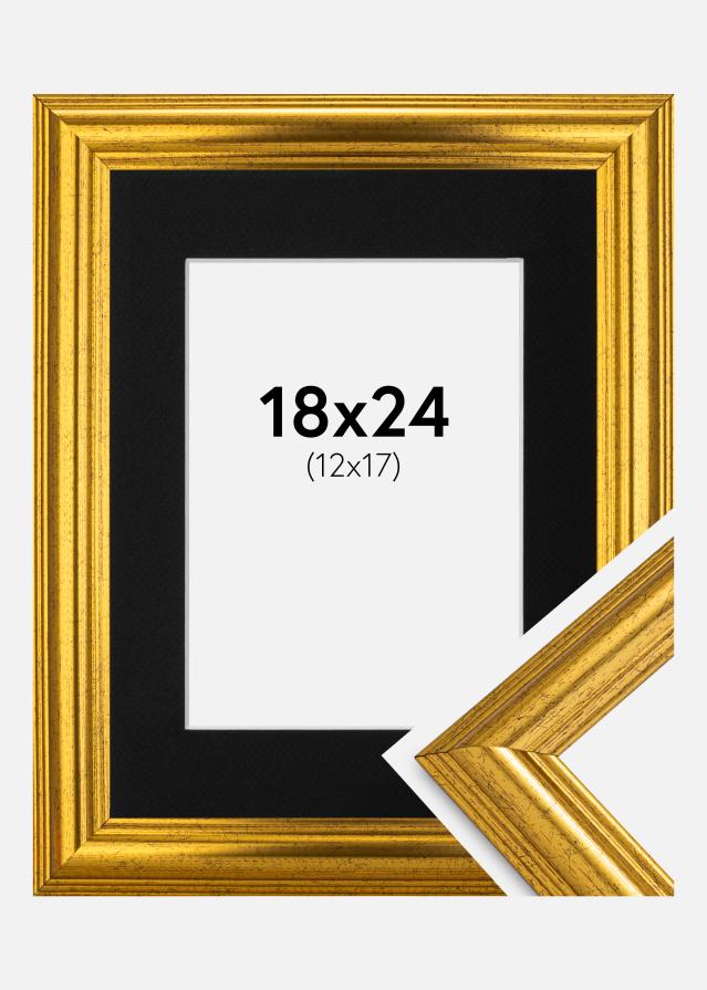 Ramme Västkusten Guld 18x24 cm - Passepartout Sort 13x18 cm