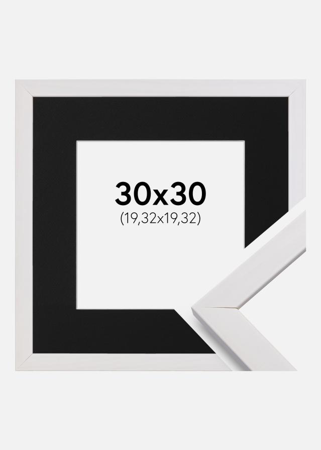 Ramme Stilren Hvid 30x30 cm - Passepartout Sort 8x8 inches