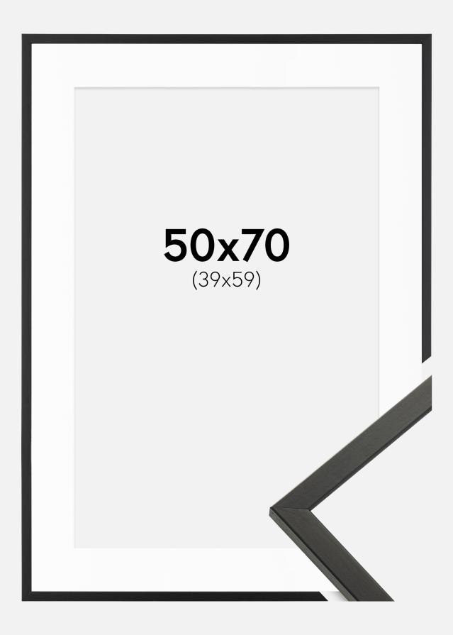 Ramme Galant Sort 50x70 cm - Passepartout Hvid 40x60 cm
