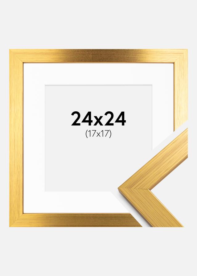 Ramme Gold Wood 24x24 cm - Passepartout Hvid 18x18 cm