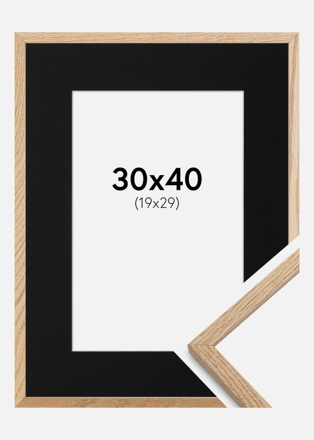 Ramme Oslo Eg 30x40 cm - Passepartout Sort 20x30 cm