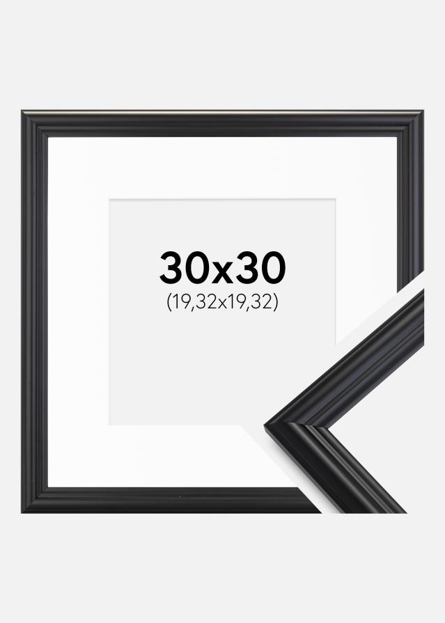 Ramme Siljan Sort 30x30 cm - Passepartout Hvid 8x8 inches
