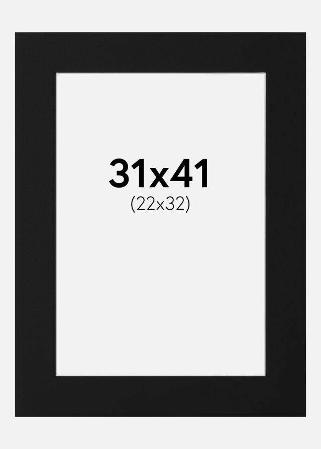 Passepartout Sort Standard (Hvid kerne) 31x41 cm (22x32)