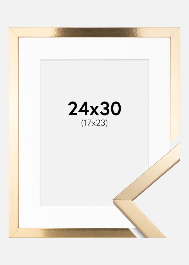 Ramme Trendy Guld 24x30 cm - Passepartout Hvid 18x24 cm