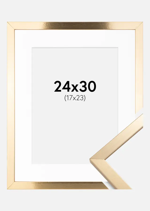 Ramme Trendy Guld 24x30 cm - Passepartout Hvid 18x24 cm
