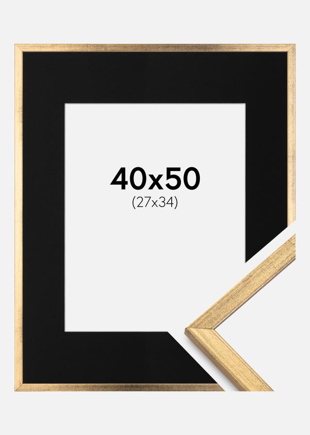 Ramme Galant Guld 40x50 cm - Passepartout Sort 28x35 cm
