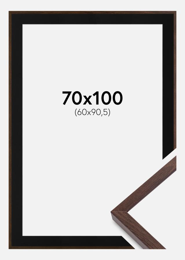 Ramme E-Line Valnød 70x100 cm - Passepartout Sort 61x91,5 cm