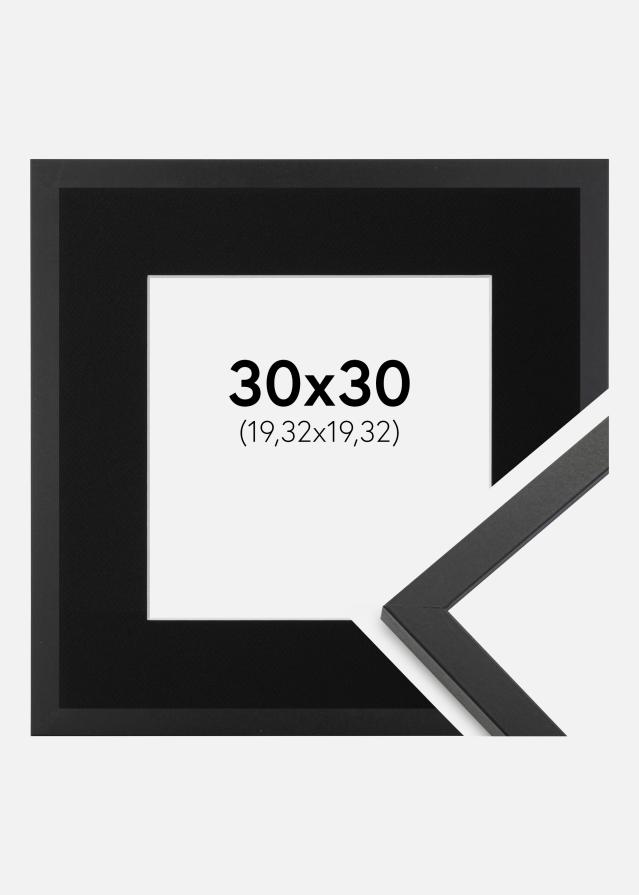 Ramme Trendy Sort 30x30 cm - Passepartout Sort 8x8 inches