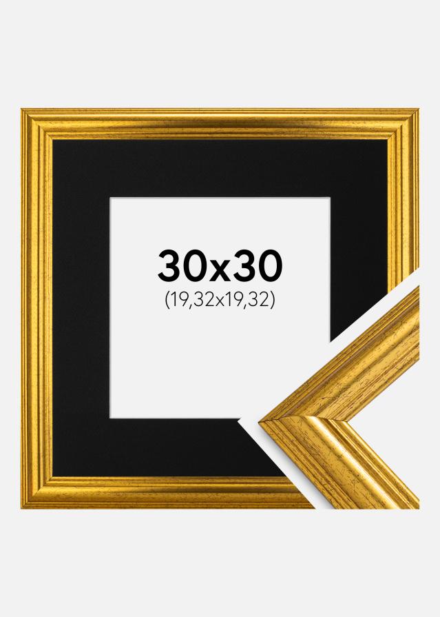 Ramme Västkusten Guld 30x30 cm - Passepartout Sort 8x8 inches