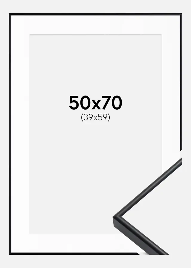 Ramme Visby Sort 50x70 cm - Passepartout Hvid 40x60 cm