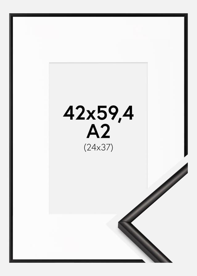 Ramme Scandi Matt Sort 42x59,4 cm (A2) - Passepartout Hvid 25x38 cm