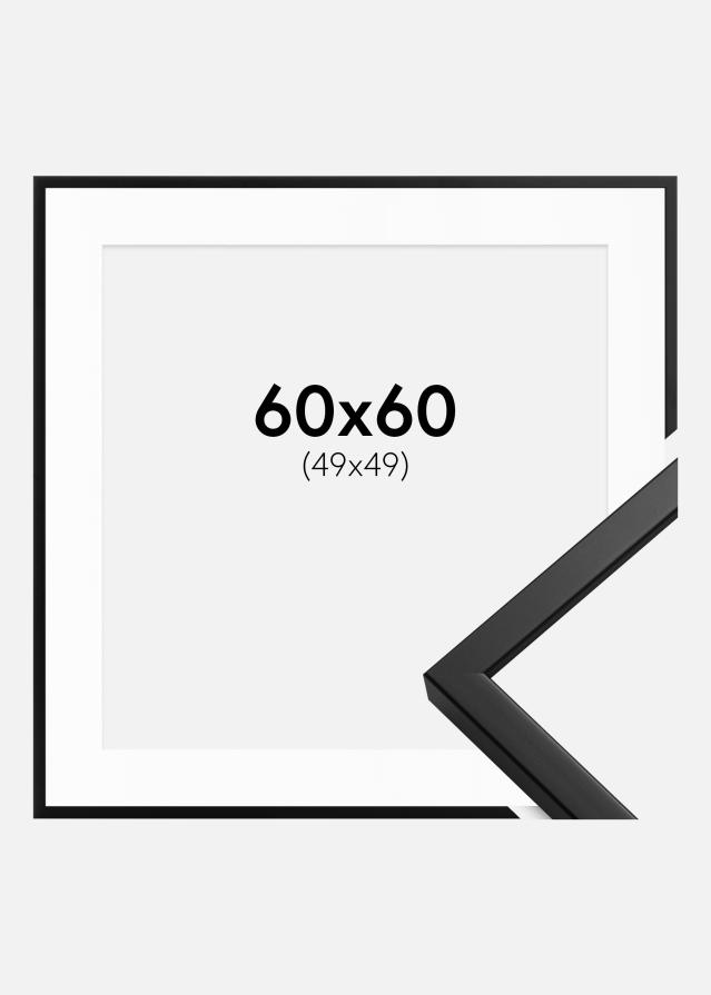 Ramme Oslo Sort 60x60 cm - Passepartout Hvid 50x50 cm