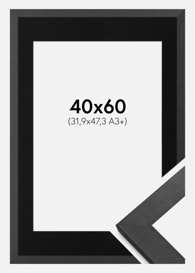 Ramme Graphite Wood 40x60 cm - Passepartout Sort 32,9x48,3 cm (A3+)