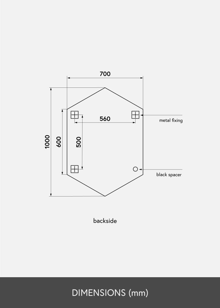 KAILA Spejl Tall Hexagon 70x100 cm