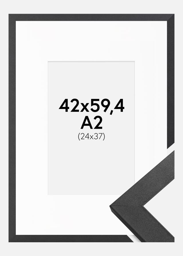 Ramme Graphite Wood 42x59,4 cm (A2) - Passepartout Hvid 25x38 cm