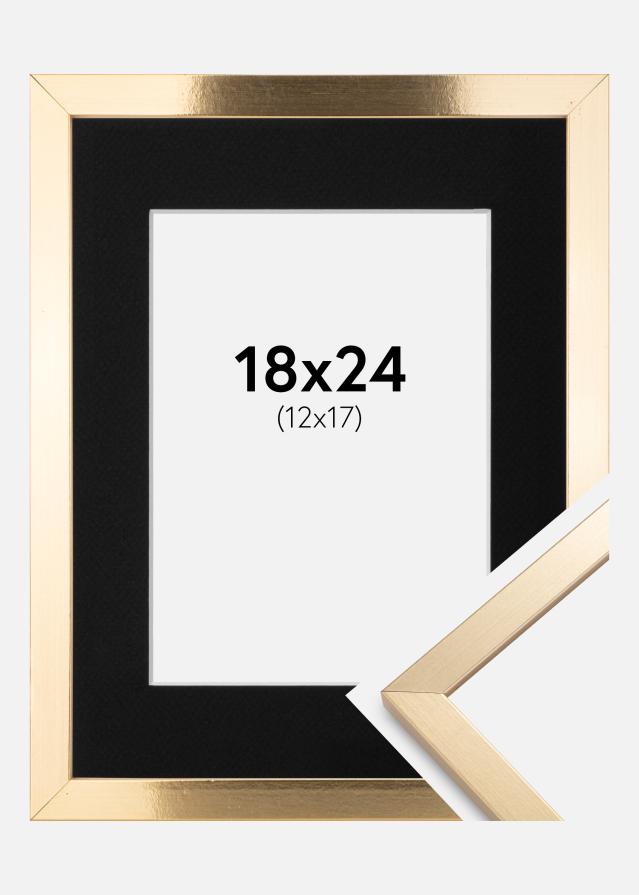 Ramme Trendy Guld 18x24 cm - Passepartout Sort 13x18 cm