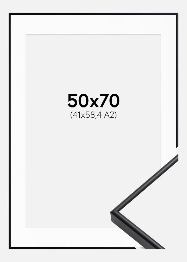 Ramme Visby Sort 50x70 cm - Passepartout Hvid 42x59,4 cm (A2)
