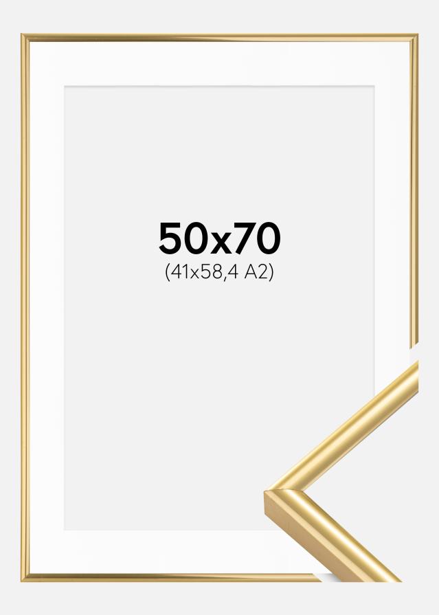 Ramme Victoria Guld 50x70 cm - Passepartout Hvid 42x59,4 cm (A2)