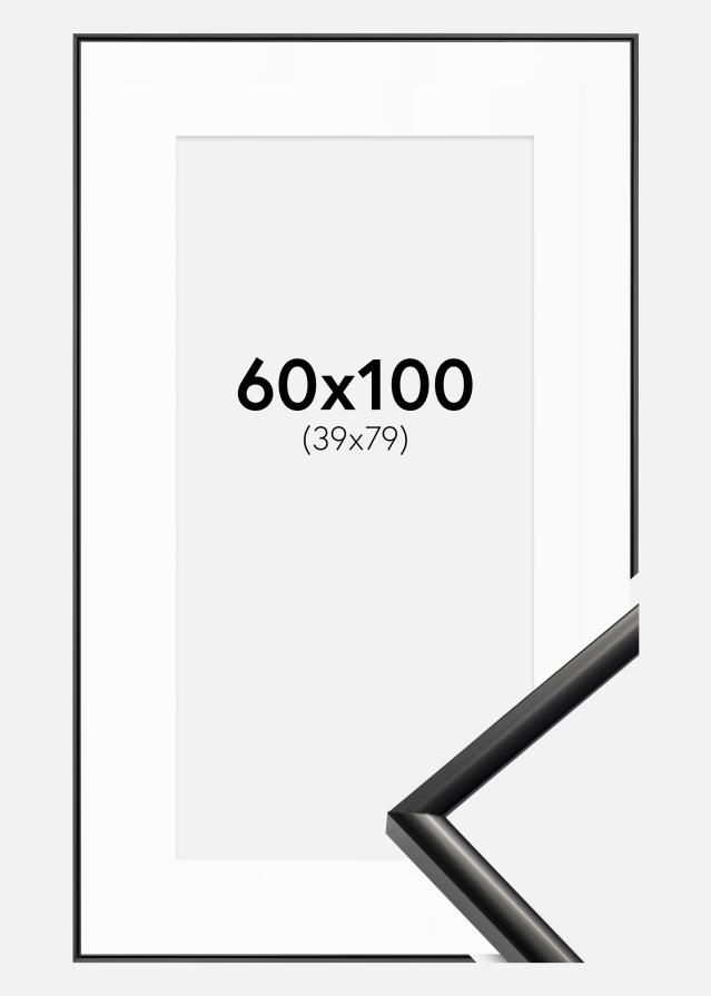 Ramme New Lifestyle Sort 60x100 cm - Passepartout Hvid 40x80 cm