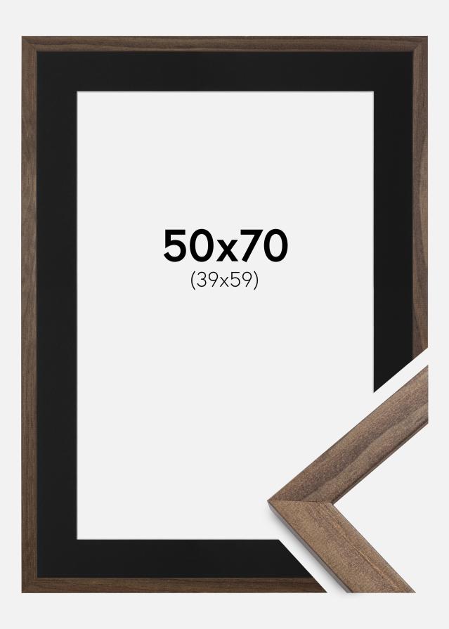 Ramme Stilren Valnød 50x70 cm - Passepartout Sort 40x60 cm