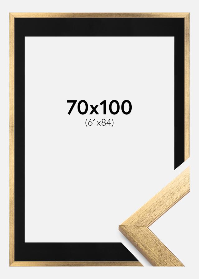 Ramme Stilren Guld 70x100 cm - Passepartout Sort 62x85 cm