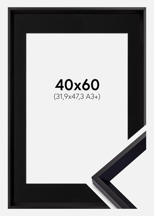 Ramme Globe Sort 40x60 cm - Passepartout Sort 32,9x48,3 cm (A3+)