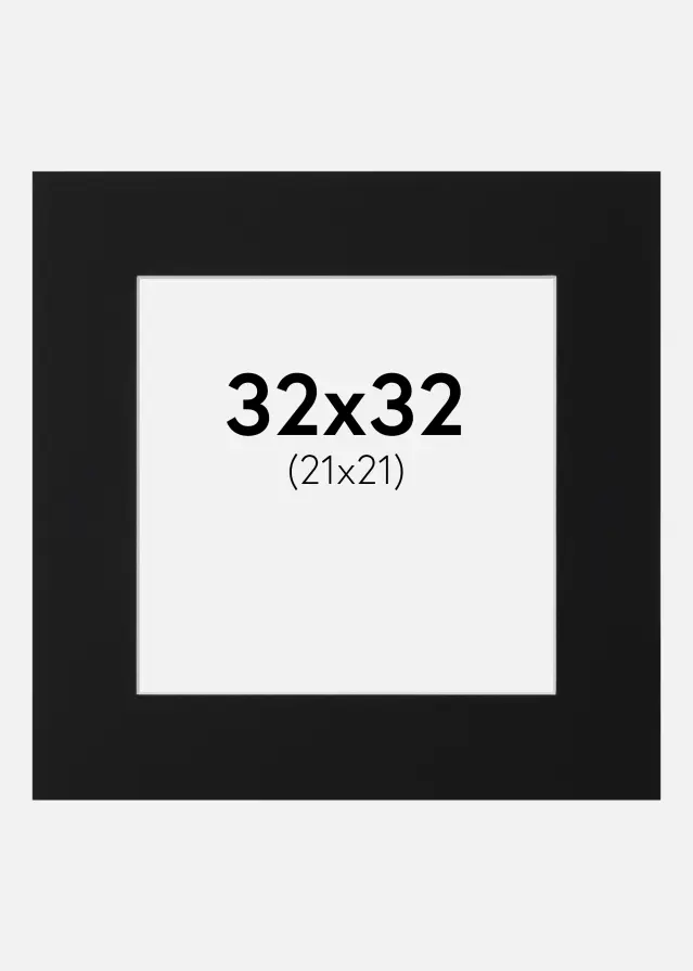 Passepartout Sort Standard (Hvid kerne) 32x32 cm (21x21)
