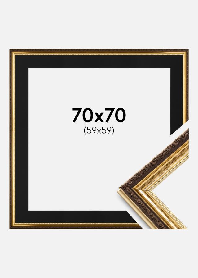 Ramme Abisko Guld 70x70 cm - Passepartout Sort 60x60 cm