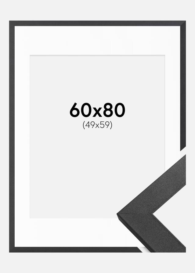 Ramme Graphite Wood 60x80 cm - Passepartout Hvid 50x60 cm
