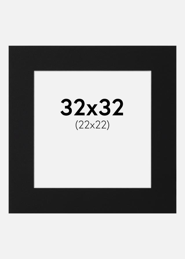 Passepartout Sort Standard (Hvid kerne) 32x32 cm (22x22)
