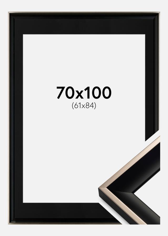 Ramme Öjaren Sort-Sølv 70x100 cm - Passepartout Sort 62x85 cm