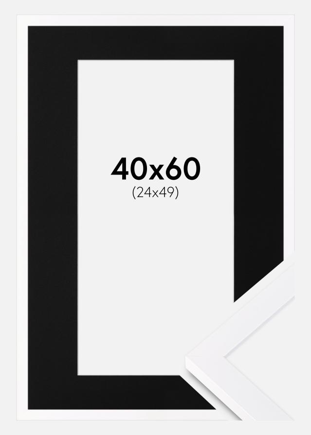Ramme Selection Hvid 40x60 cm - Passepartout Sort 25x50 cm