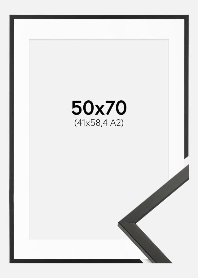 Ramme Galant Sort 50x70 cm - Passepartout Hvid 42x59,4 cm (A2)