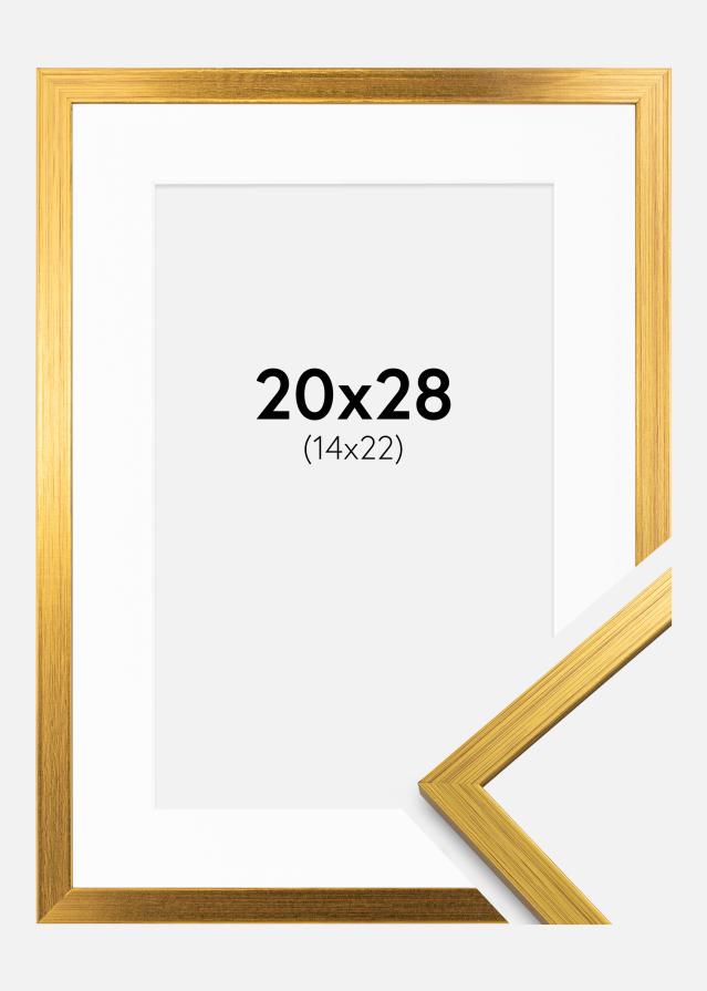 Ramme Edsbyn Guld 20x28 cm - Passepartout Hvid 15x23 cm