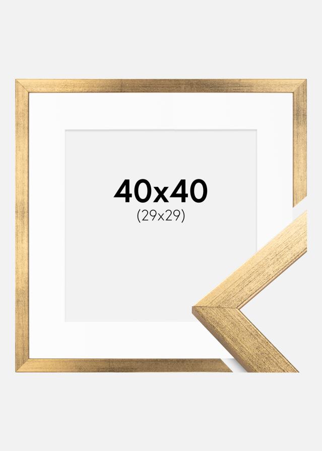 Ramme Stilren Guld 40x40 cm - Passepartout Hvid 30x30 cm