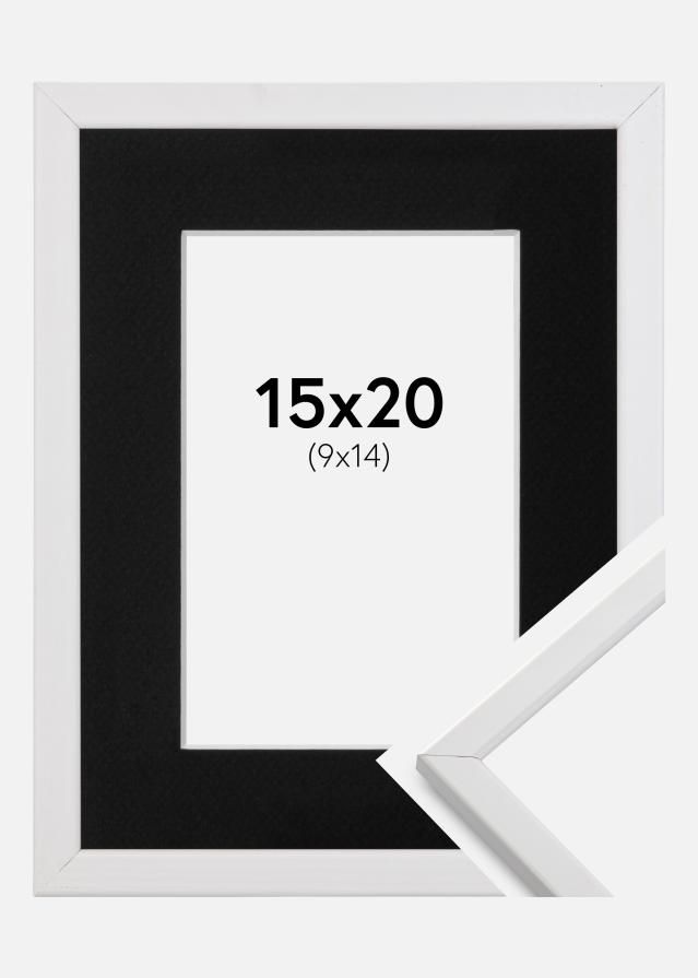Ramme Galant Hvid 15x20 cm - Passepartout Sort 10x15 cm