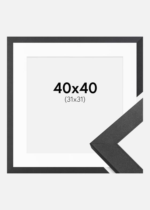 Ramme Graphite Wood 40x40 cm - Passepartout Hvid 32x32 cm