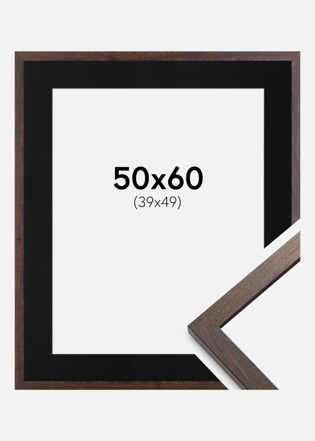 Ramme Trendy Valnød 50x60 cm - Passepartout Sort 40x50 cm