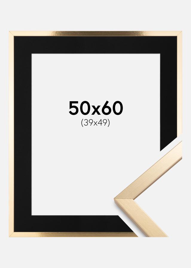 Ramme Trendy Guld 50x60 cm - Passepartout Sort 40x50 cm