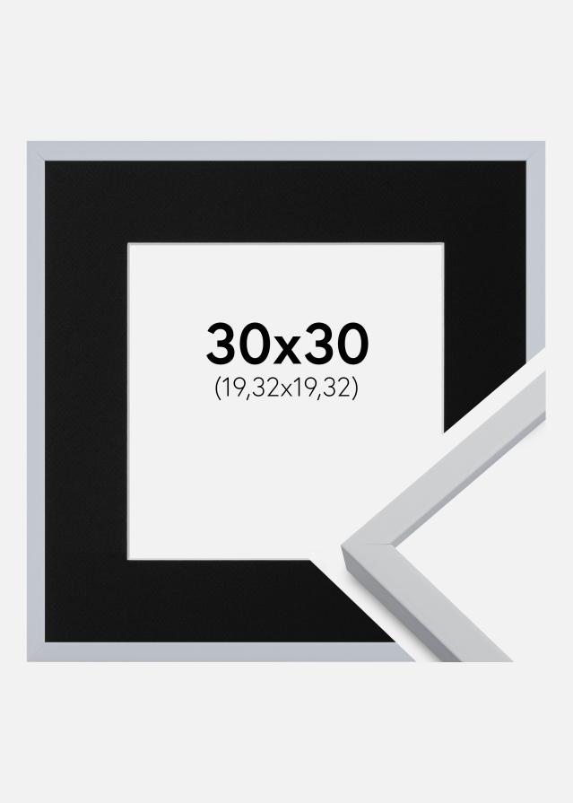 Ramme Oslo Hvid 30x30 cm - Passepartout Sort 8x8 inches