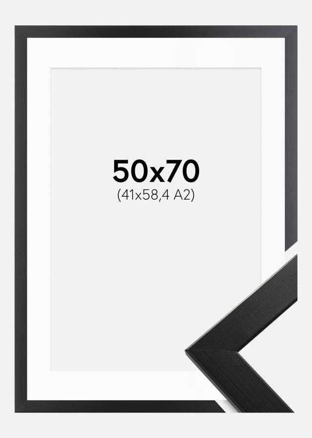 Ramme Trendline Sort 50x70 cm - Passepartout Hvid 42x59,4 cm (A2)