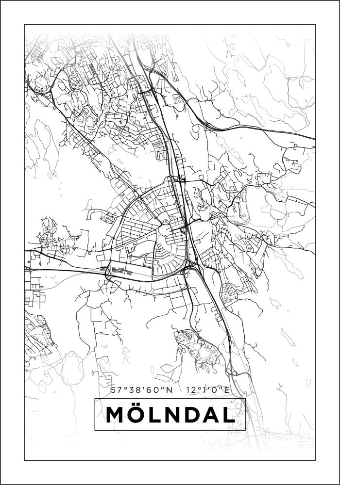 Kort - Mölndal - Hvid Plakat