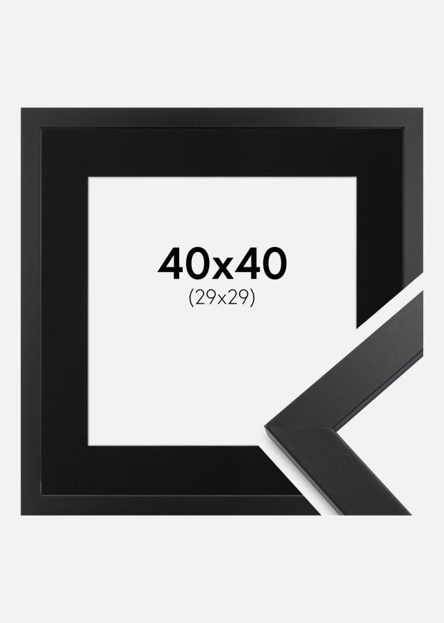 Ramme Black Wood 40x40 cm - Passepartout Sort 30x30 cm