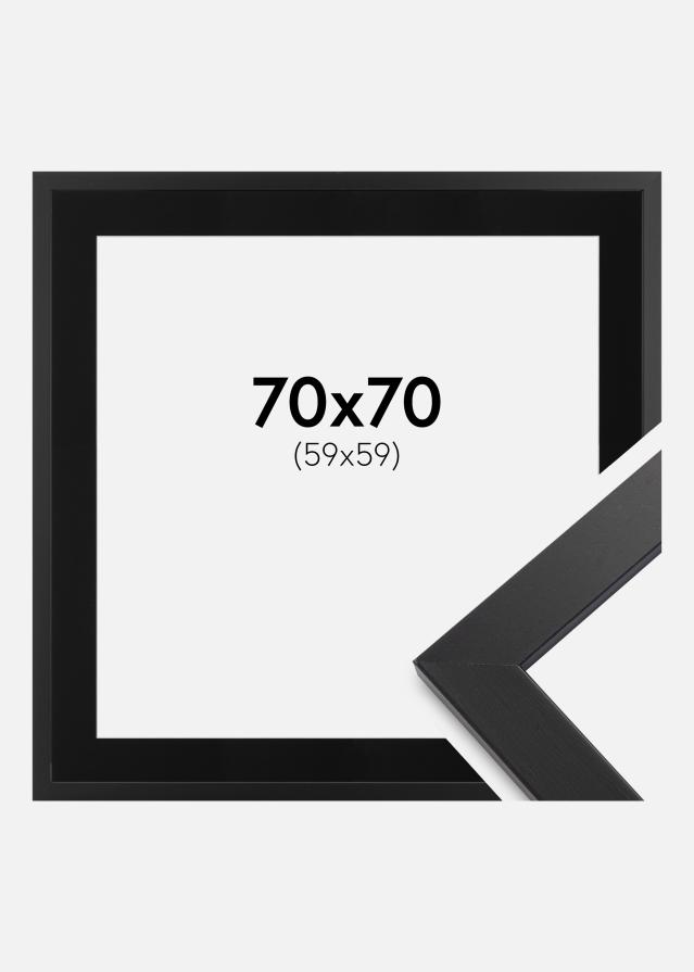 Ramme Black Wood 70x70 cm - Passepartout Sort 60x60 cm