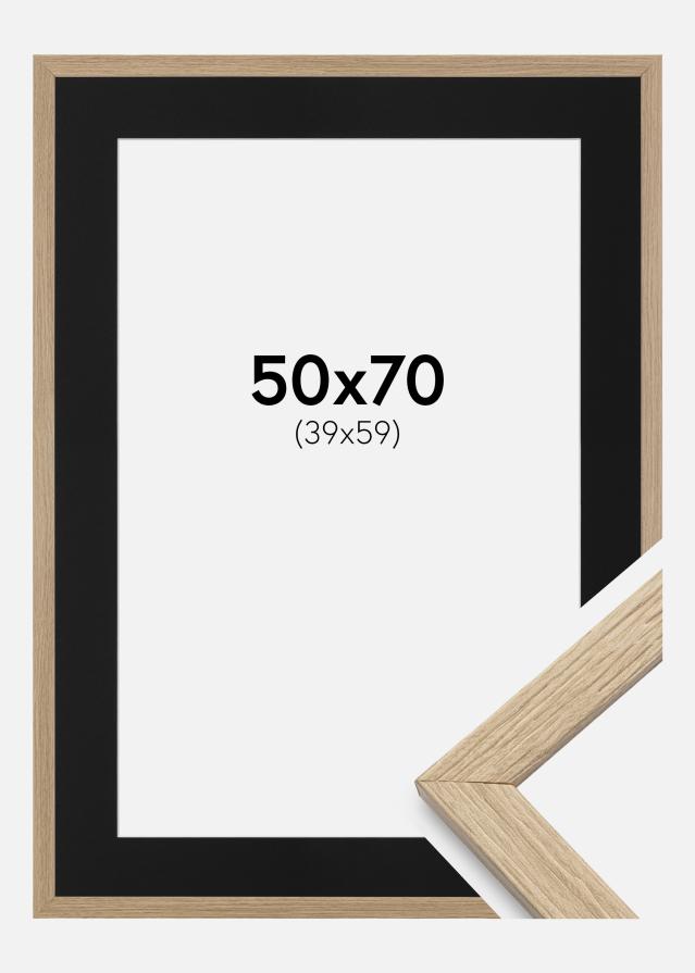 Ramme Stilren Eg 50x70 cm - Passepartout Sort 40x60 cm