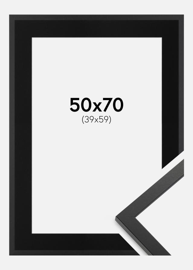 Ramme Trendy Sort 50x70 cm - Passepartout Sort 40x60 cm