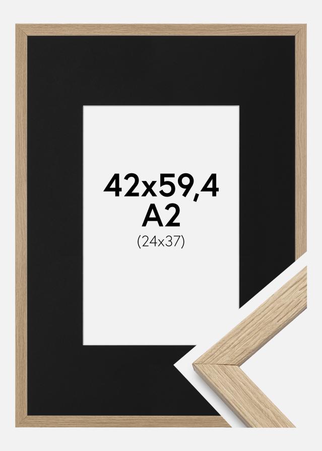 Ramme Stilren Eg 42x59,4 cm - Passepartout Sort 25x38 cm