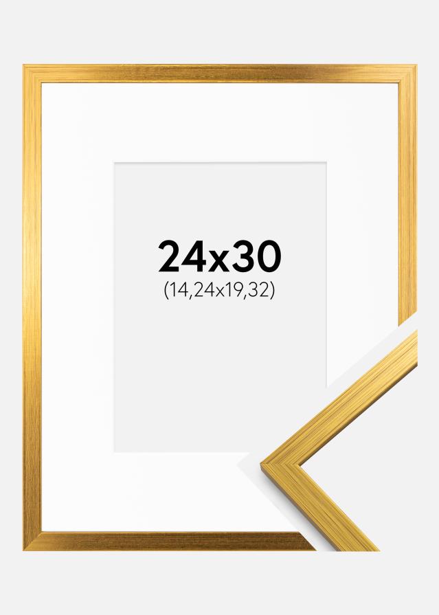 Ramme Edsbyn Guld 24x30 cm - Passepartout Hvid 6x8 inches