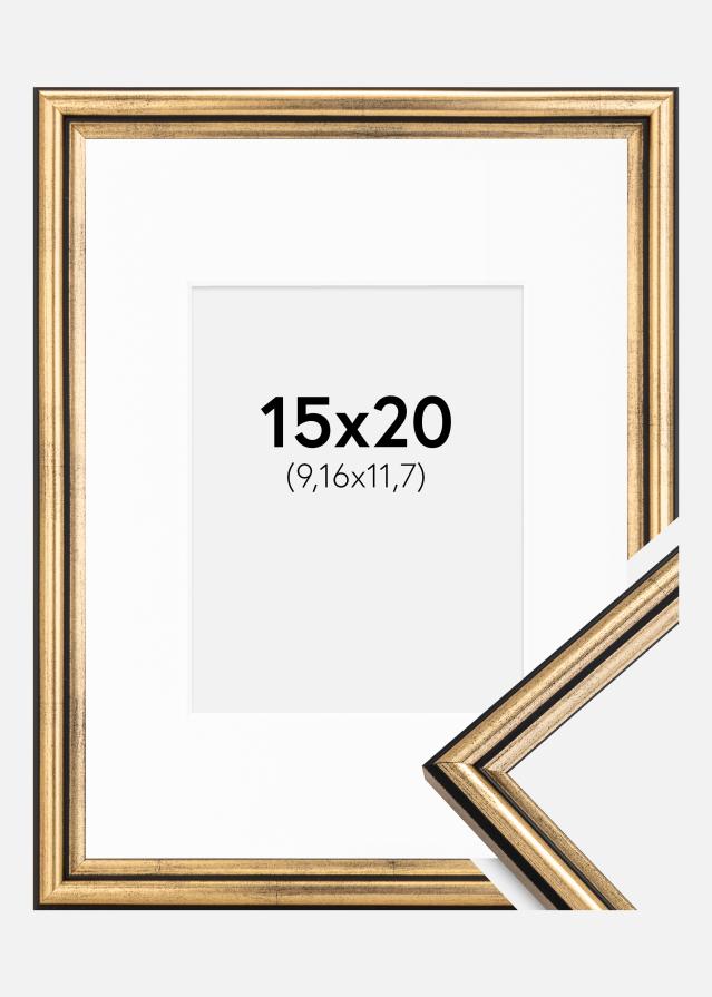 Ramme Horndal Guld 15x20 cm - Passepartout Hvid 4x5 inches